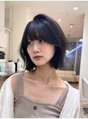 艶ダークグレー×韓国風ボブ