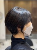 ショートカットショートボブハンサムショートグレージュカラー