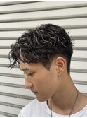 外国人風センターパート/スパイラルパーマ/ホワイトメッシュ
