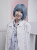 【レイヤーボブ/中里千尋】ハイトーンボブ/水色カラー/シャギー