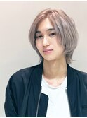 "ショートウルフセンターパートルーズパーマメンズカット "