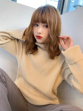 マリアバイアフロート(Maria by AFLOAT) 【添田】ハイトーンなことりベージュ毛先パーマ小顔ボブディ