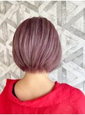 － ピンクベージュ × ショートボブ －