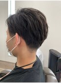 アップバング＿ワックスなし外流し爽やか束感モテる黒髪短髪