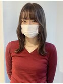 毛利/大人可愛い ベージュブラウン 韓国 くびれレイヤー 外ハネ