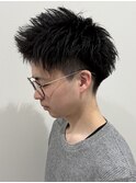 メンズアップバングショートパーマスパイキーショート刈り上げ