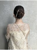 【上品シニヨンヘアアレンジ】お呼ばれヘア結婚式ヘアカチモリ