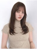 くびれレイヤー/オリーブベージュ/顔周り/シースルー/銀座
