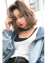 lume 経堂【ルーム】【10月下旬オープン（予定）】&nbsp;★くびレイヤーエモージュ斜めバング グレージュカラー
