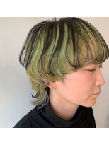 ランデブー ルノン(Rendez Vouslunon)&nbsp;ウルフカット×ライムグリーン/デザインカラー/インナーカラー