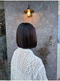 ぱつっと感がかわいい切りっぱなしボブ