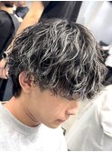 メンズハイライトカラーメンズメッシュ波巻きスパイラルパーマ