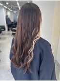 イヤリングカラー　ケアブリーチ　ダークブラウン　ミックス巻き