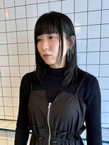 ヘアー アレス(hair ales)&nbsp;似合わせカット/グレージュカラー/ワイドバング/ブルーブラック