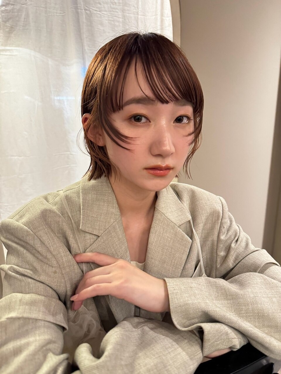 表参道/女性美容師のピンクベージュボブ