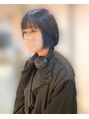 ナチュラル 仙台東口店(Natural)&nbsp;ダークグレー・コバルトブルーのデザイン・ワイドバングなbob