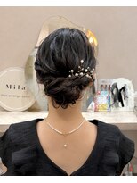 ミラ(Mila) ミディアムからのゆるふわアップシニヨン*結婚式ヘアセット
