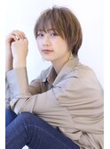 イメチェンひし形シルエット束感ショートマッシュグレーベージュ