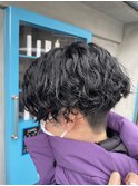 センターパートパーマ