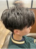 ツーブロック刈上×センターパート
