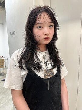 フィルムス 渋谷(FILMS) デジタルパーマレイヤーカット顔周り前髪ミディアムロング/渋谷