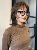 ニュアンスパーマ 小顔カットレイヤー くびれボブ オン眉 前髪