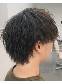 奈良men's縦落ちツイストスパイラルパーマショートウルフ