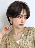 ハンサムショート 大人ショート 前髪 暗髪 赤み消し 30代40代