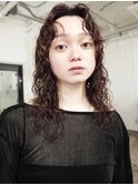 ミルクティーブロンド/ダークブルー/デジタルパーマ/瑞穂区