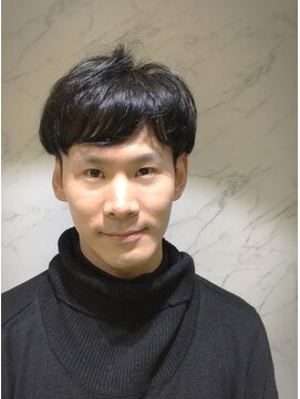 パティオン(PATIONN) ブラックブルーの水平マッシュメンズショート【表参道青山原宿】