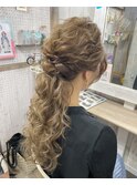 ルーズダウン/ヘアセット/ヘアメイク/編みこみ/三つ編み