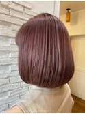 ピンクベージュショート