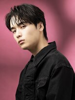 オーシャントーキョー(OCEAN TOKYO) 韓国ヘアカルマパーマコンマバングセンターパート黒髪ウルフ