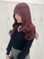 ランテルディ 渋谷(LANTERDIT)&nbsp;顔周りカット　カシスピンクカラー　20代30代　艶感　ロング