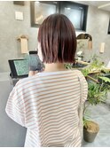 大人可愛い♪切りっぱなしボブ×ピンクカラー