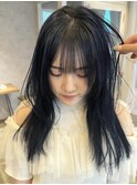ネイビーカラー × 地毛風カラー