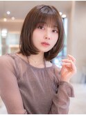チョコグレージュ/20代30代大人かわいい/ミディアムレイヤー
