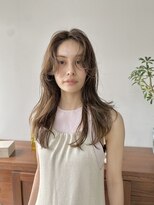 ヘアー アイス 御器所本店(HAIR ICI)&nbsp;ブリーチなしカラーハニーブラウンレイヤーカット夏カラーロング