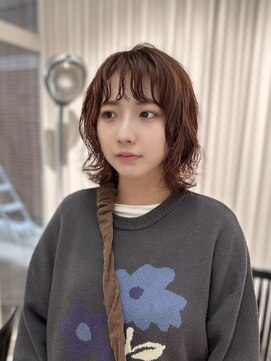 ビーハイブ 仙台駅前店(Behive) ミディアムパーマ×ピンクブラウン　イエベの方にもオススメ！