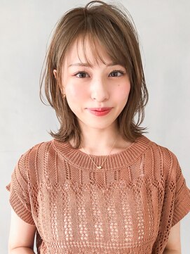 キリ 表参道(kyli) 大人かわいい前髪 ココアブラウン フリンジウェーブ 薄めバング