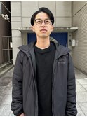 センターパート　ニュアンスパーマ　ビジネスヘア