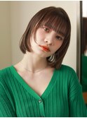 ミディアムヘア/斜めバング/グレージュカラー/大分駅