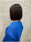 切りっぱなしボブ　ミニボブ　艶感　縮毛矯正　髪質改善