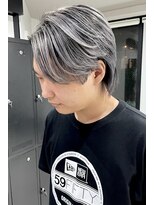 ソルバイジゼル(sol by gisele)&nbsp;仙台メンズバレイヤージュセンターパートホワイトシルバー