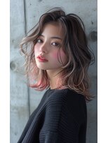 レヴ 草加店(LEV.)&nbsp;オリーブベージュイメチェン ウェーブパーマシースルーバング