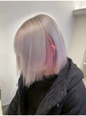 14318ブリーチ＆インナーカラーシルバーアッシュベビーピンク