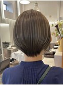 ショートヘアー　ブラウンカラー　前髪カット　顔まわり　韓国風