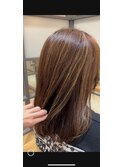 立体感パールベージュハイライト×艶髪ナチュラルストレートヘア