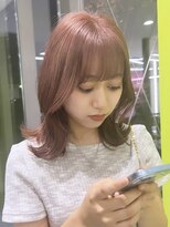 ピンクベージュダブルカラーケアブリーチくびれ