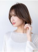 大人かわいい前髪セシルカットココアブラウンフリンジウェーブ